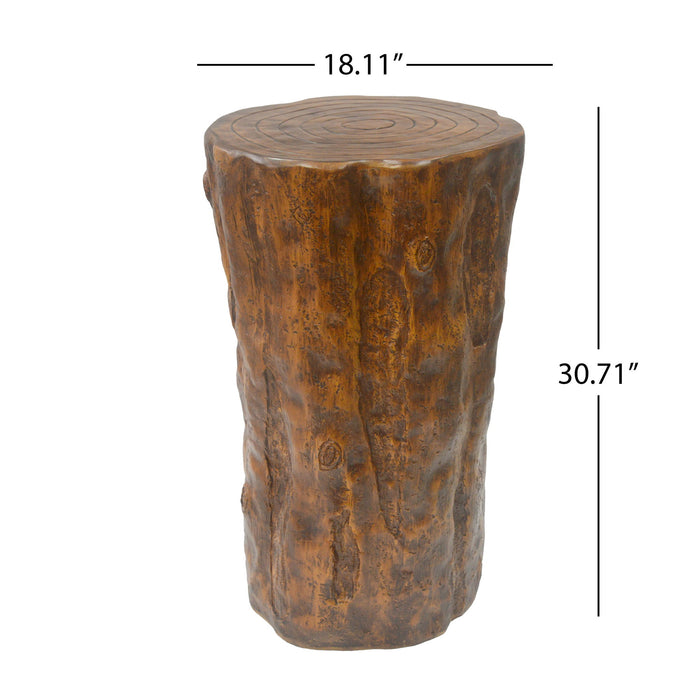 Tree Stump Side Table, Indoor / Outdoor Use - Antique Brown Noble House