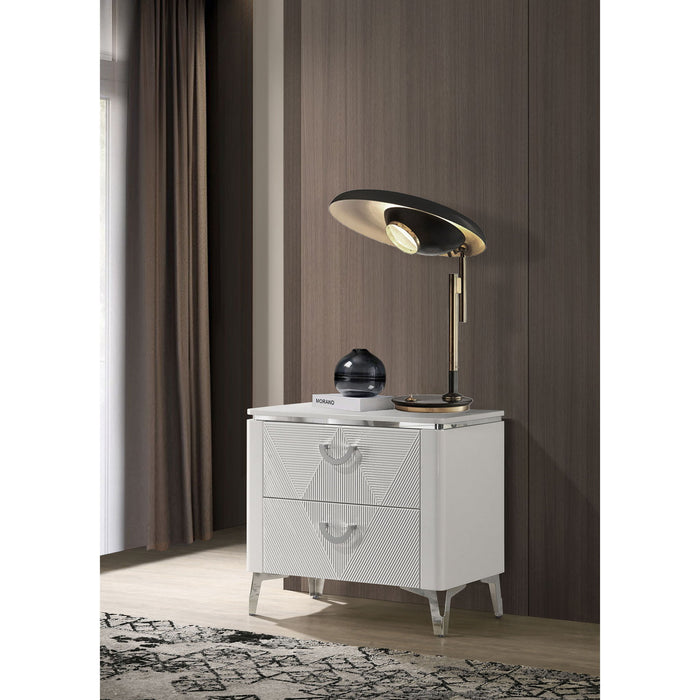 Buckley - 2 Drawer Nightstand - Gloss White Furniture Max