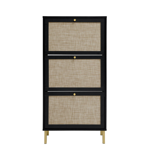 Modern Rattan 3 Door Shoe Rack Cabinet For Entryway Daily Nest