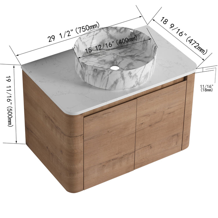 Wall Mounted Bathroom Vanity With Art Sink & 1 Soft Close Door Home Essentials