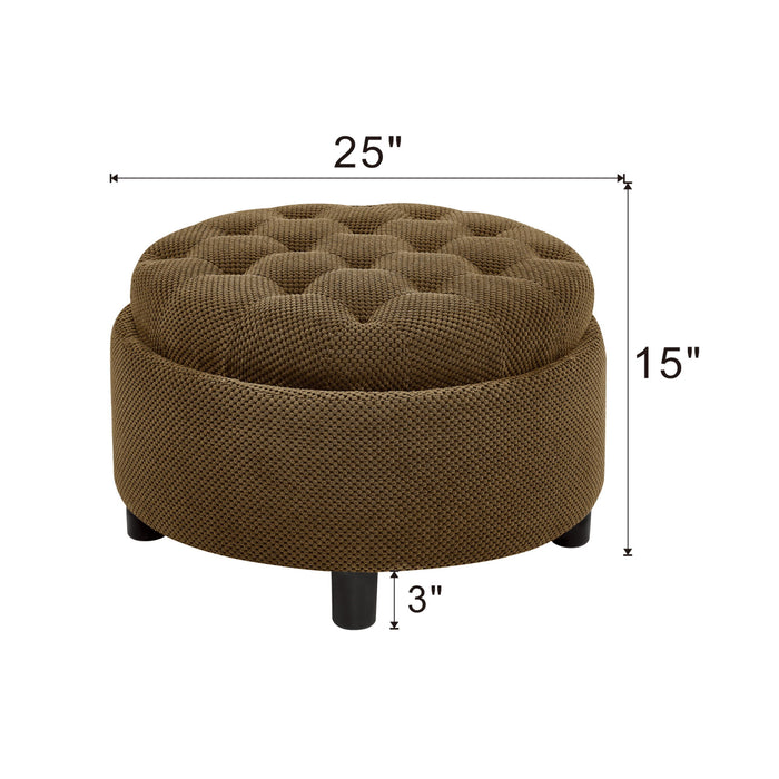Storage Round Footstool Table Ottoman Home Essentials