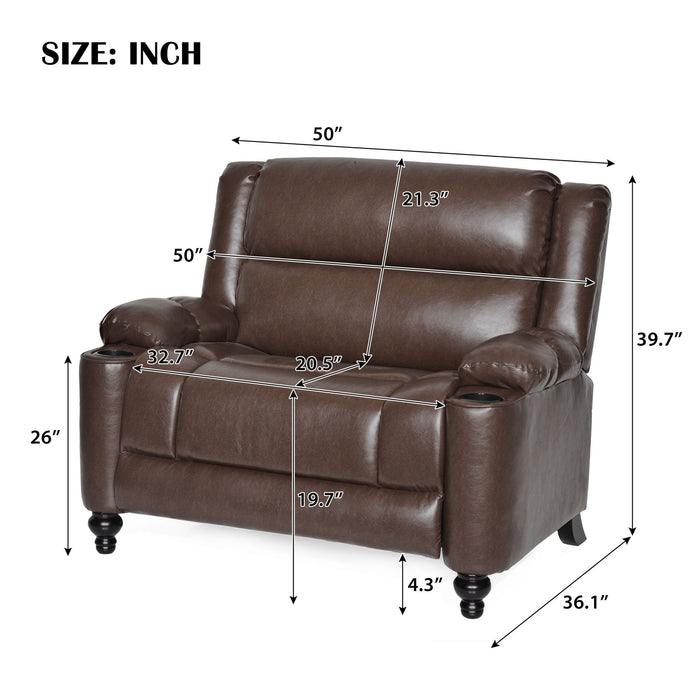 Tufted Design Wide Manual Recliner Chair Noble House
