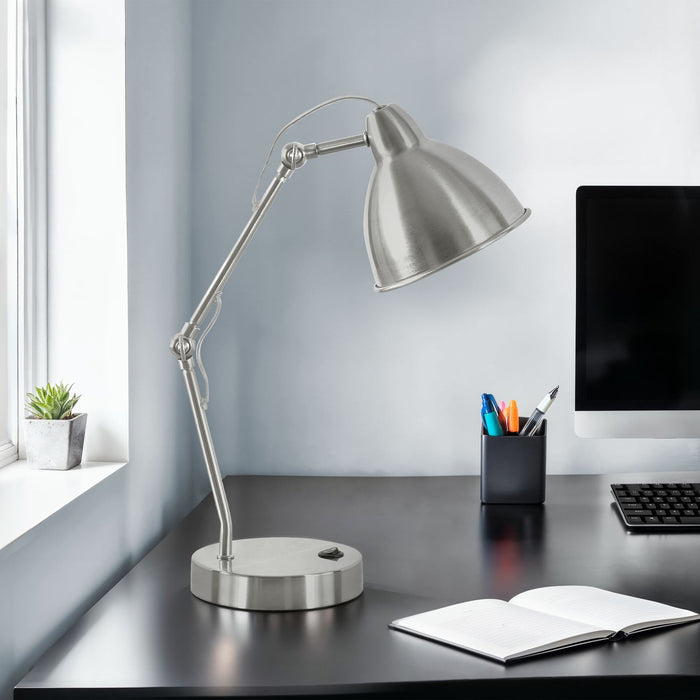 Lighting, Table Lamp, USB Port Included, Nickel Metal, Nickel Shade, Modern - Silver 8th Street