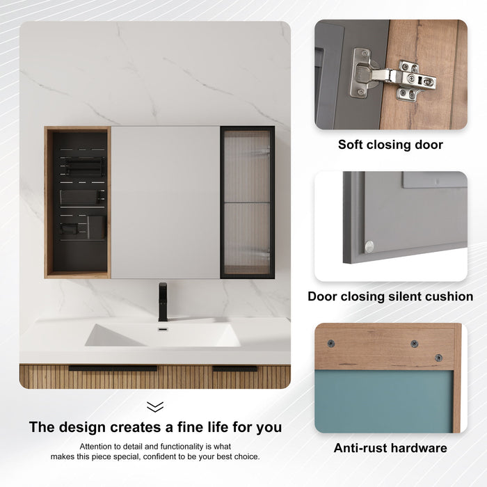 Wall Mounted Bathroom Cabinet, Adjustable Shelves Storage Cabinet - Imitative Oak Home Essentials