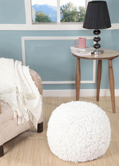 Cotton Round Ottoman - Cream