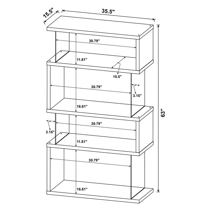 Elias - 4 Shelf Bookshelf With Zigzag Design Furniture Max