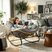 Oversized Papasan Rocking Chair Outdoor With Thick Cushion Home Essentials