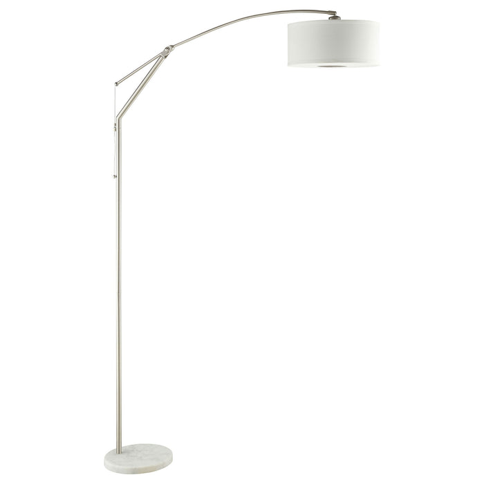 Jamison - Drum Shade Arc Adjustable Floor Lamp - Chrome Furniture Max