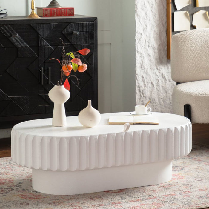 Fluted Storage Table With Lift Off Lid - Cream White Home Essentials