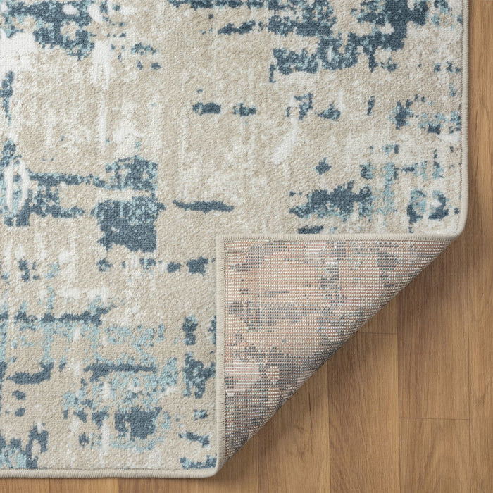 8' Abstract Polypropylene Runner Rug - Gray