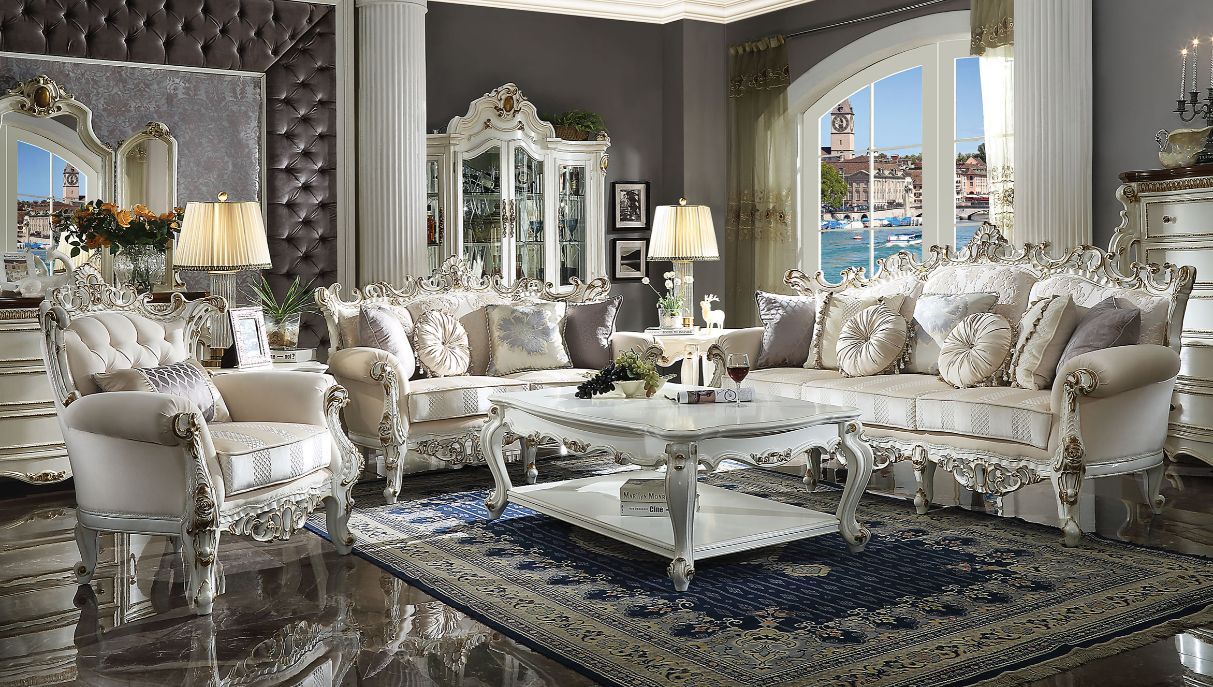 Picardy II - Sofa With 7 Pillows - Fabric & Antique Pearl ACME