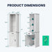 Pantry Cabinet With LED Lights And Barn Door With Tempered Glass Shelves - White Home Essentials