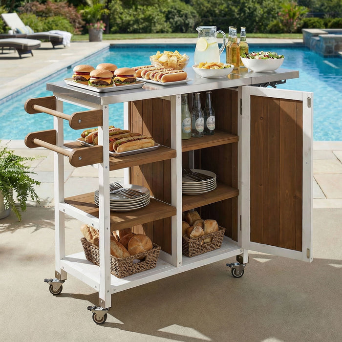 Foldable Outdoor Kitchen Island With Storage Cabinet Hearth and Haven
