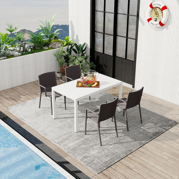 4 Piece Stackable Single Chairs With Vertical Stripe Design For All Weather Home Essentials