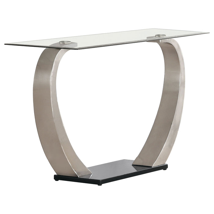 Lana - Satin Glass Top Base Console Table - Silver Furniture Max