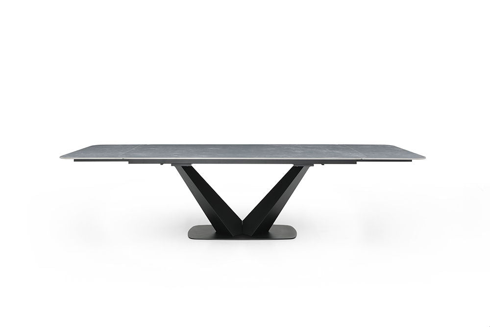 9436 - Ceramic & Metal Dining Table - Gray / Black Extravaganza Collection