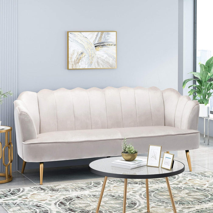 3 Seater Sofa - Beige / Velvet