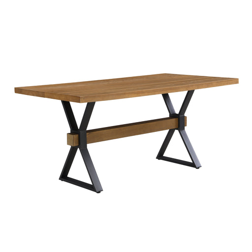 Farmhouse Style X Shaped Legs Dining Table With Moulded Details - Brown Noble House