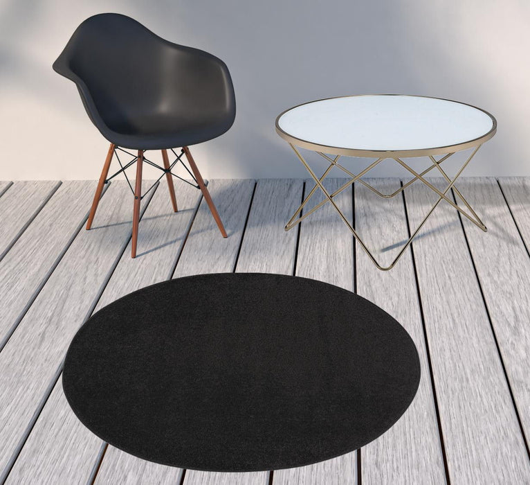 4' X 4' Round Non Skid Indoor / Outdoor Area Rug - Black