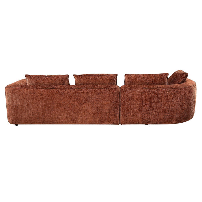 Aceso - Sectional Sofa With 4 Pillows - Rust Brown Chenille ACME