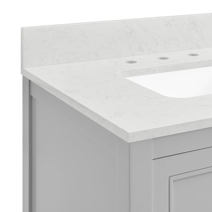 36 In Undermount Single Sink Bathroom Storage Cabinet With Engineered Carrara Marble Top