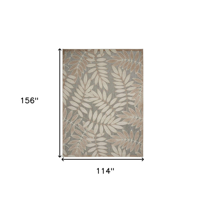 10' X 13' Floral Non Skid Indoor / Outdoor Area Rug - Natural