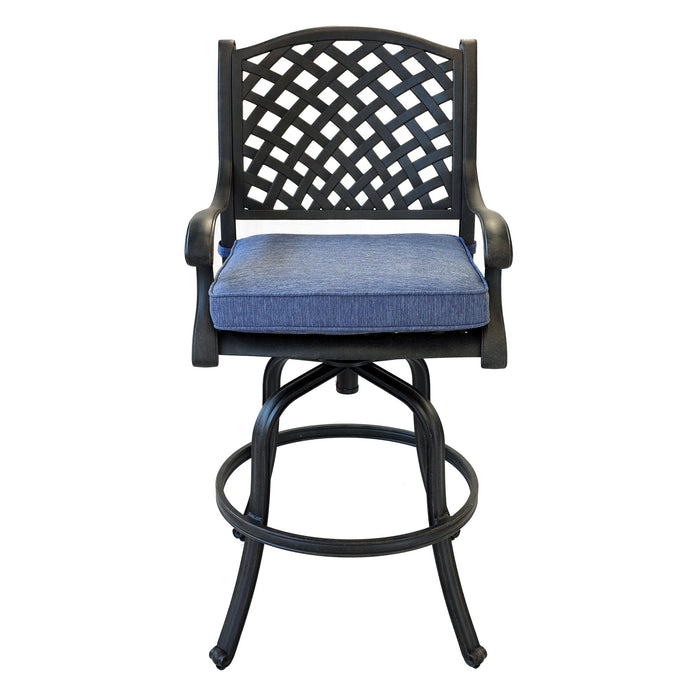 Patio Outdoor Aluminum Bar Stool With Cushion (Set of 2)