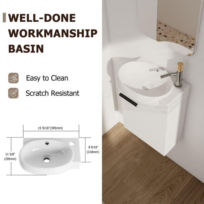 Wall Mounted Bathroom Vanity With Sink And Storage Rack, Soft Close Doors Home Essentials