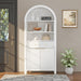 Fluted Tall Arched Pantry Cabinet With Adjustable Shelves, Glass Door & Hidden Drawer For Kitchen Home Essentials
