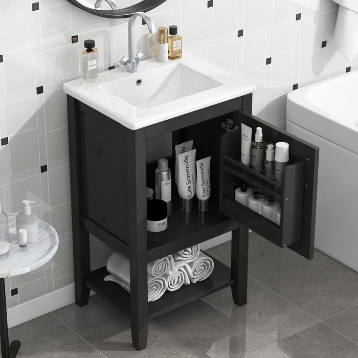 Modern Bathroom Vanity With Sink, Soft-Closing Door And Open Shelf Hearth and Haven