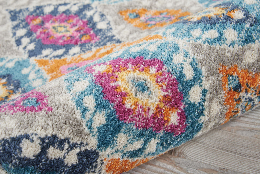 2' x 3' Ogee Power Loom Area Rug - Blue And Pink