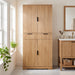 Fluted Kitchen Pantry Cabinet With 3 Keyboard Drawers & 6 Door Shelves Adjustable Home Essentials
