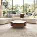 Round Coffee Table With Ball Feet, Dual Storage Drawers For Living Room - Walnut Brown Home Essentials