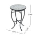 Outdoor Round Side Table With Mosaic Style Top And Curved Iron Legs Noble House