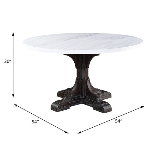 Gerardo - Dining Table - White Marble Top & Weathered Espresso ACME