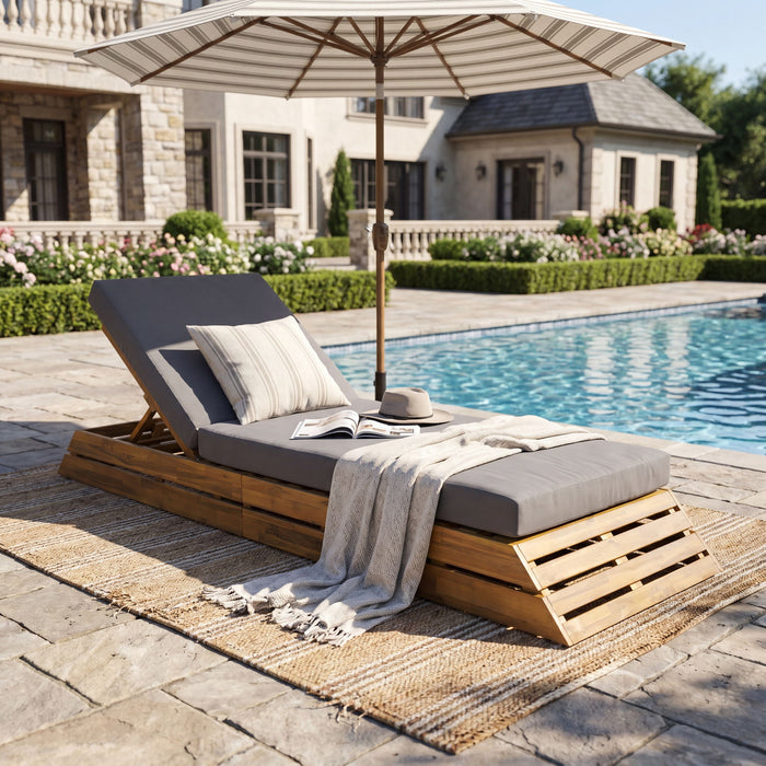 Chaise Lounge Set With 2 Fold Cushion Noble House