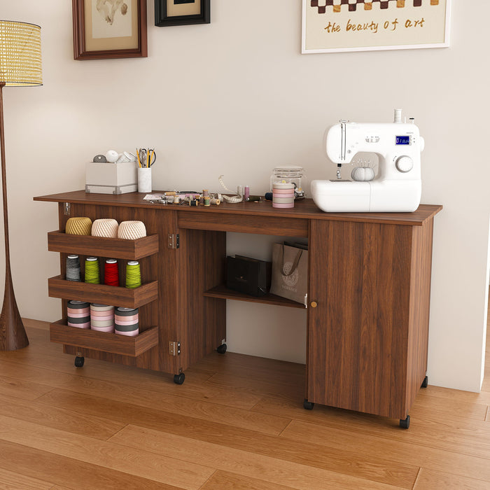 Foldable Sewing Table With Locking Casters Home Essentials