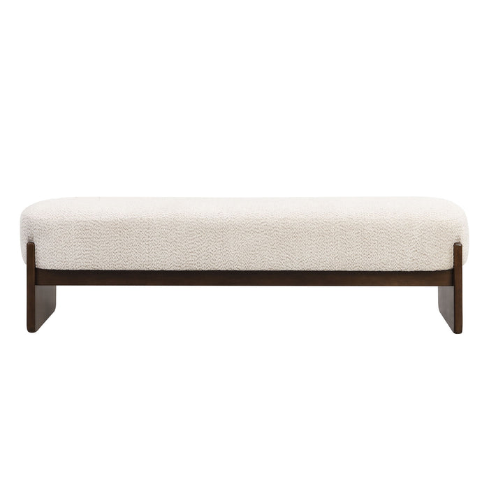 Ottoman With Upholstery, Rectangular Design - Beige / Brown Noble House
