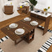 Extendable Dining Table With Power Socket, Lockable Casters, Storage Cabinet Home Essentials