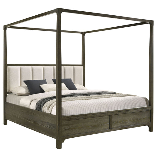 Sundance - Queen Canopy Bed With Upholstered Headboard - Dark Brown Furniture Max