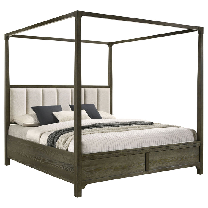 Sundance - Queen Canopy Bed With Upholstered Headboard - Dark Brown Furniture Max