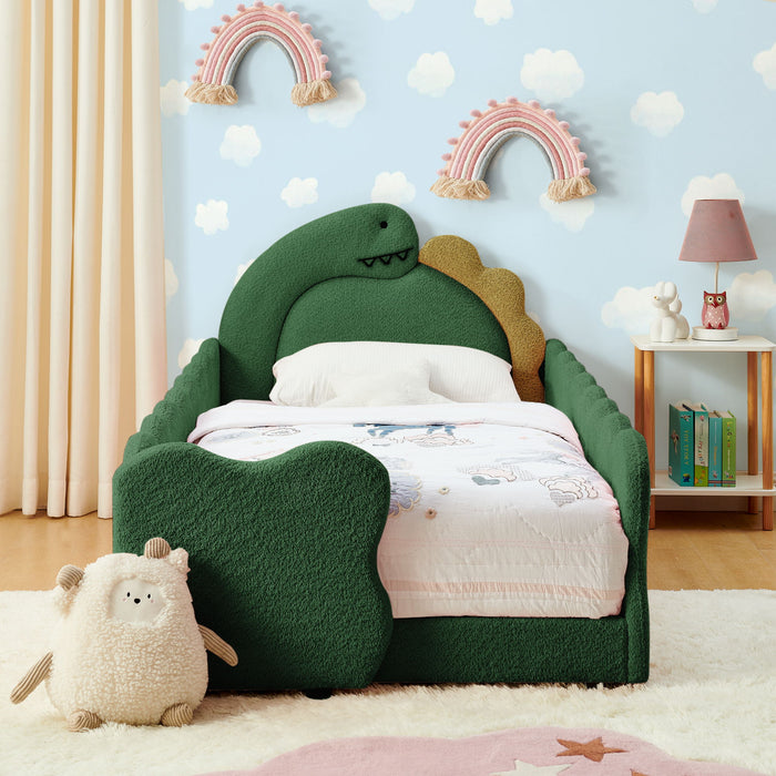 Cute Dinosaur Shaped Bed With Safety Guardrail, Toddler Frame Home Essentials