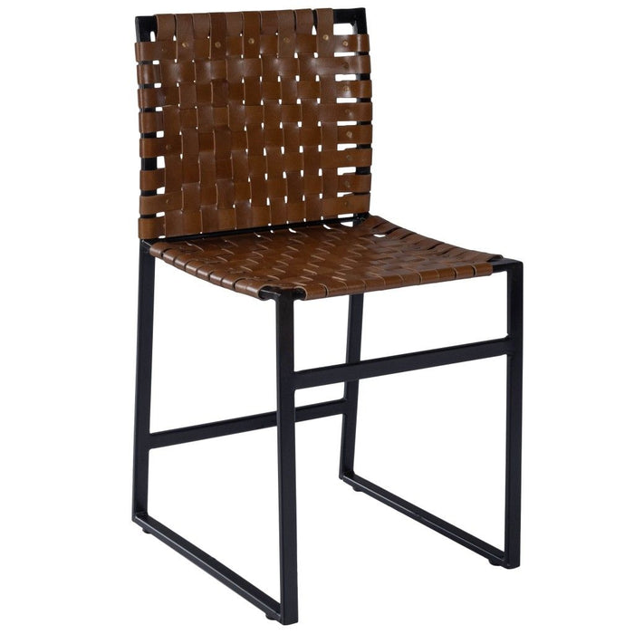 33.25" Faux Leather Side Chair - Brown / Black