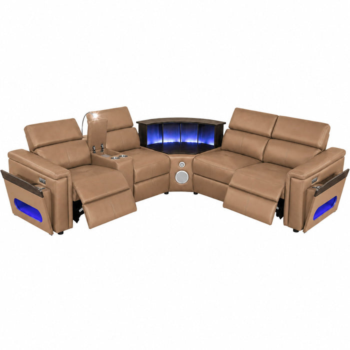 Nova - Sectional With Bluetooth Speaker, LED And Lifting Wine Cabinet Matrix Furniture Group