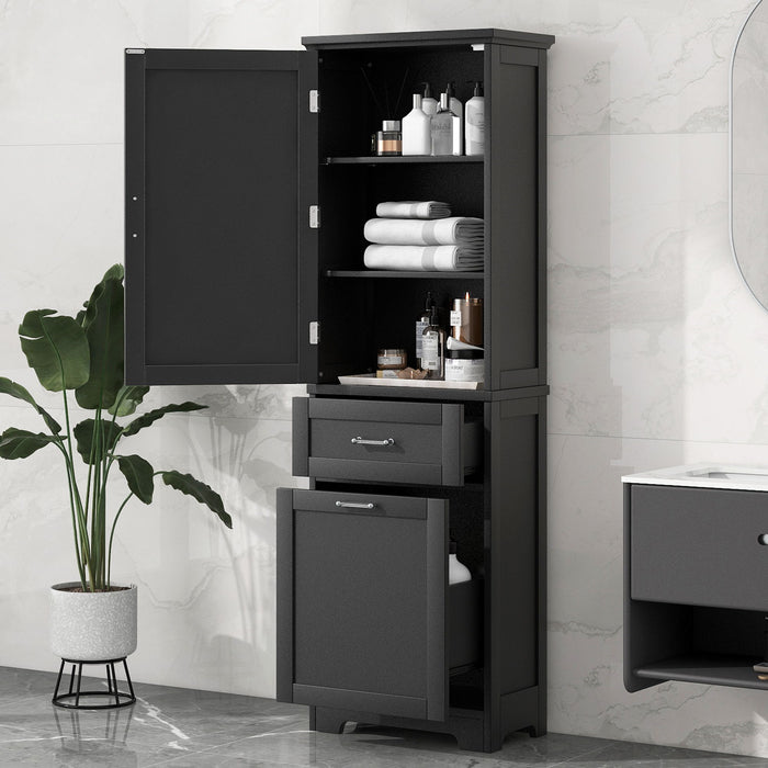 Tall Freestanding Bathroom Storage Cabinet With Adjustable Shelf And 2 Drawers Hearth and Haven
