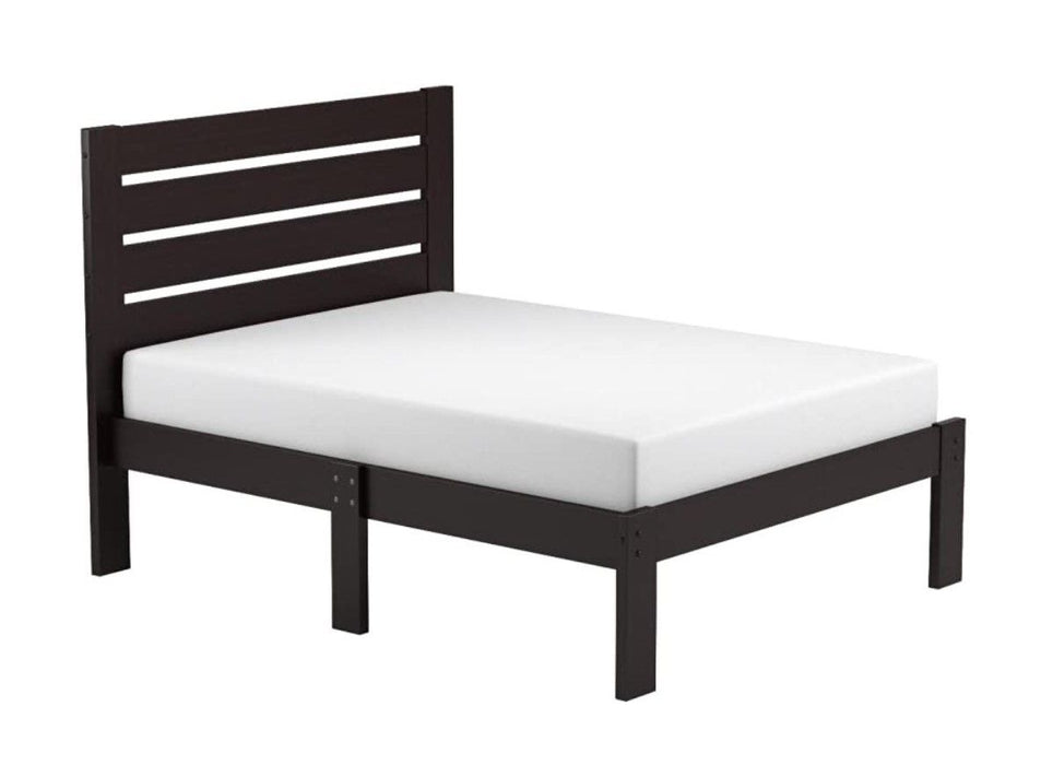 Solid Wood Full Tufted Bed With Mattress - Espresso