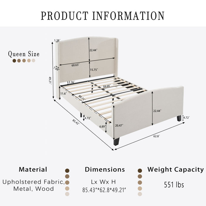 Platform Bed Frame With Tall Headboard And High Footboard Home Essentials