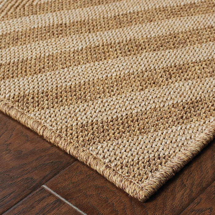 2' X 4' Geometric Stain Resistant Outdoor / Indoor Area Rug - Tan