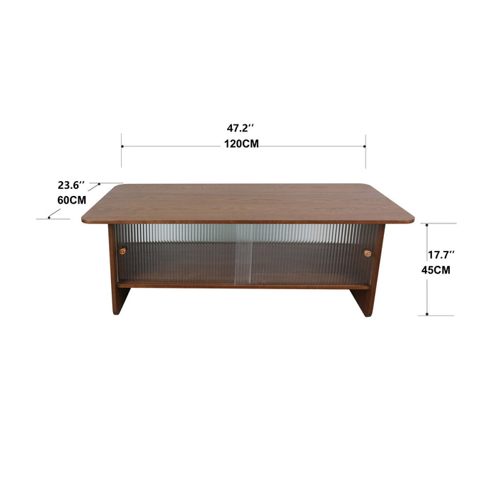 Rectangular Coffee Table With Sliding Door Storage Center Home Essentials