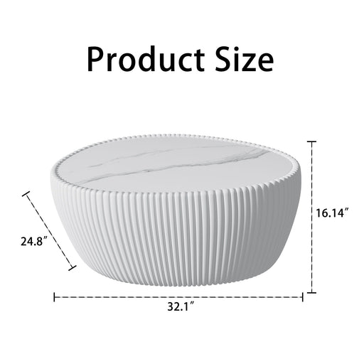 Goose Egg Shape Coffee Table For Living Room - White Pu Home Essentials